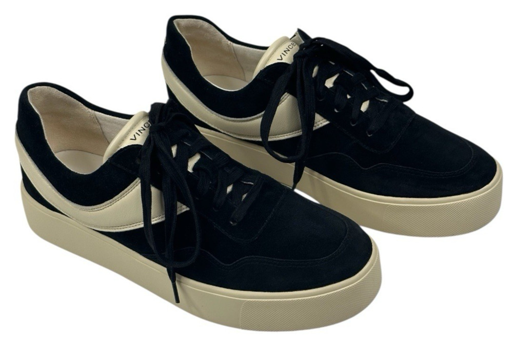 Vince Benfield Black Suede Platform Lace Up Sneakers Womens Size 8M New $250